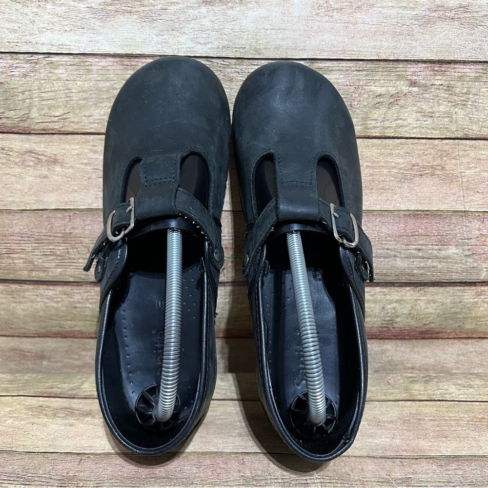 Sanita Black Leather Mary Jane Clogs - Picture 7 of 9